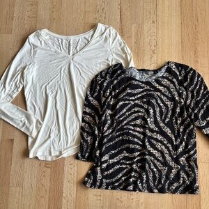BUNDLE - 2 G by Giuliana Long Sleeve Tops - Cream and Black